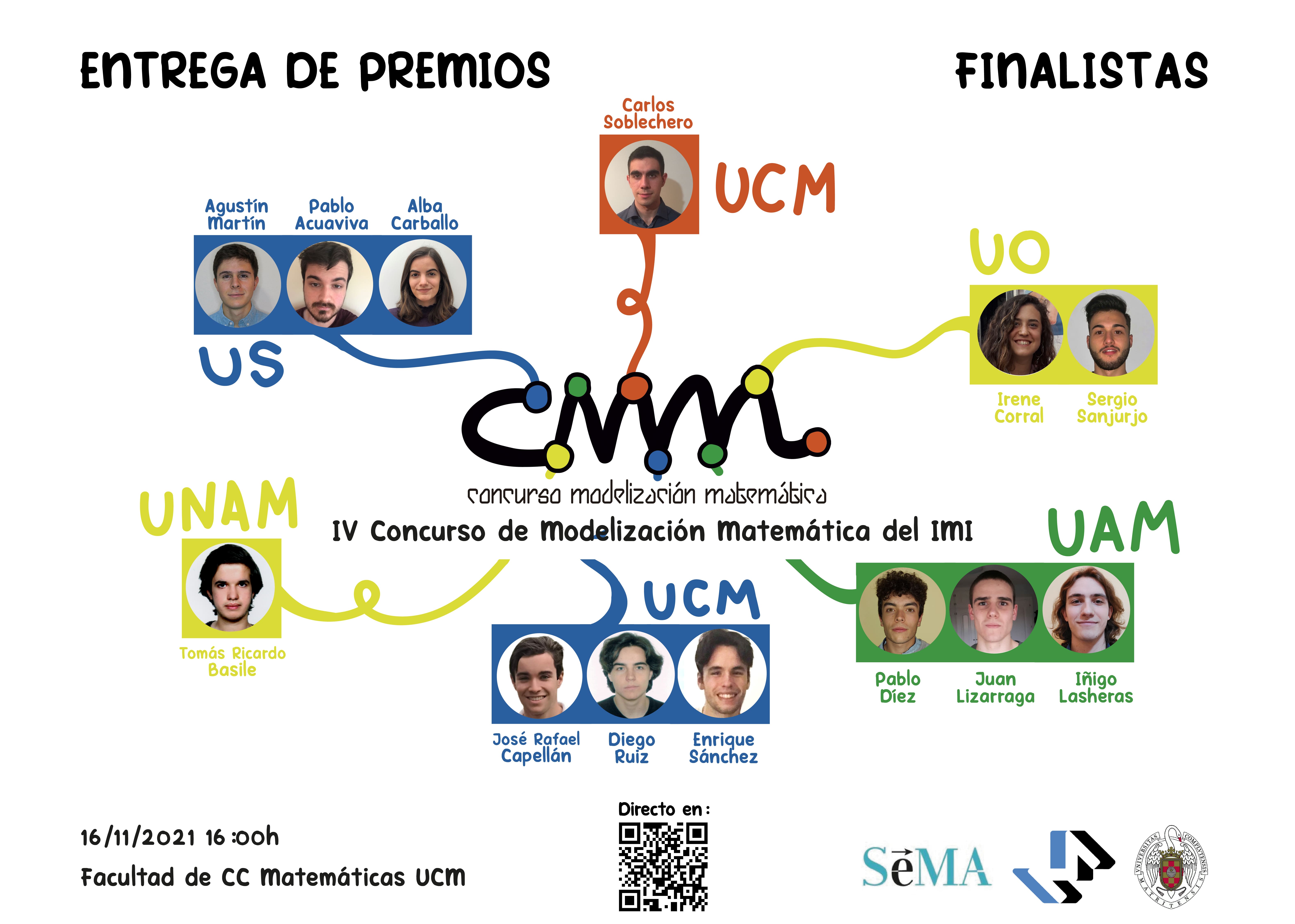 Entrega premios Concurso Modelización Matemática del IMI 16 noviembre 16h